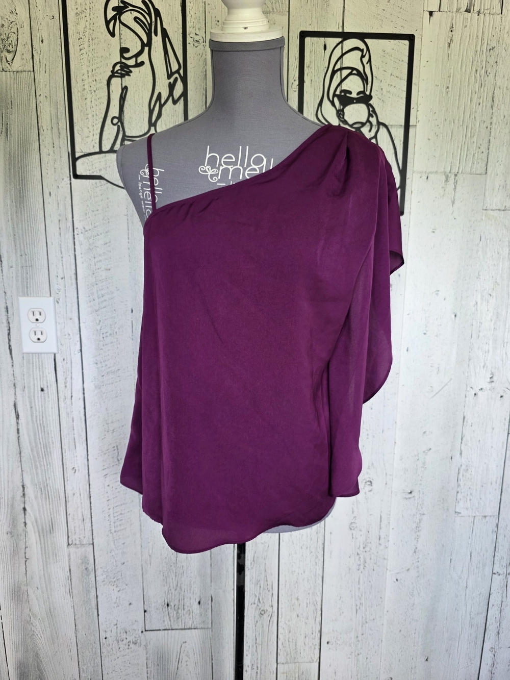 BCBGeneration One-Shoulder Blouse | Plum | Asymmetrical | Size Small